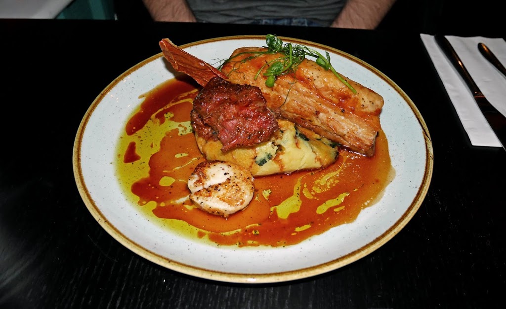 Pork Belly main course at The Horseshoes in East Farleigh, Kent