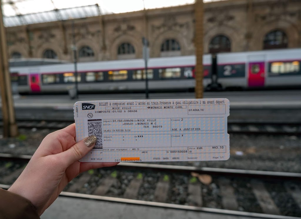 Nice to Monaco SNCF train ticket