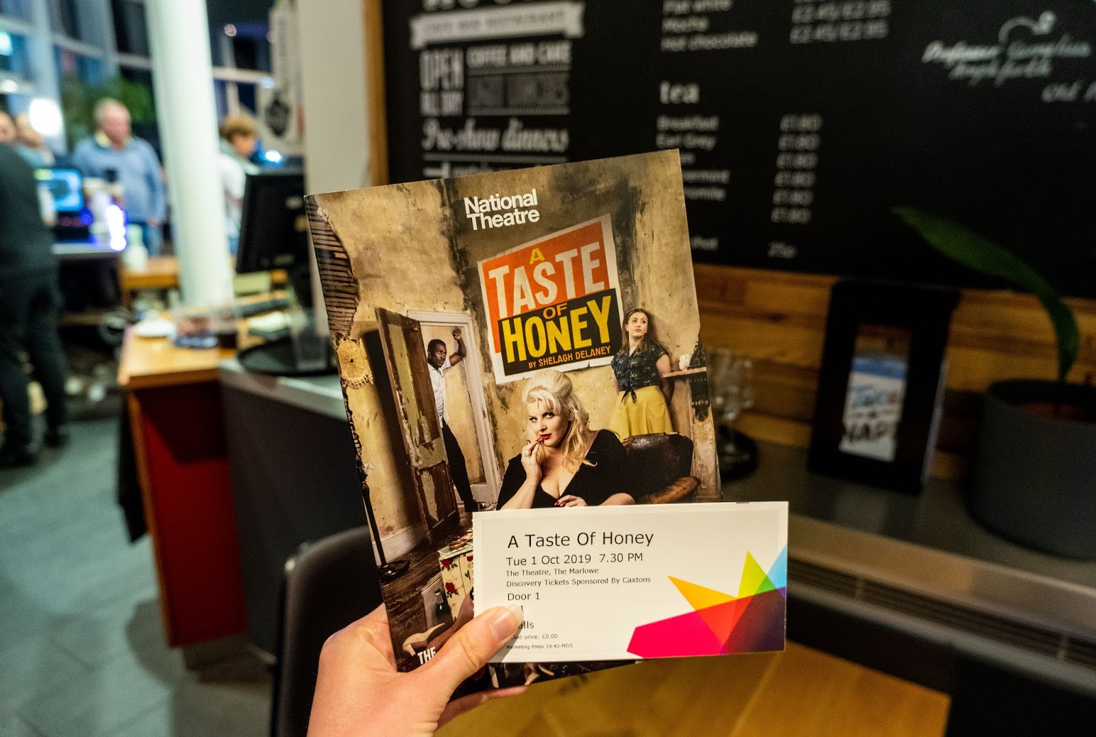 My programme and ticket for the National Theatre's A Taste Of Honey at The Marlowe Theatre in Canterbury, Kent