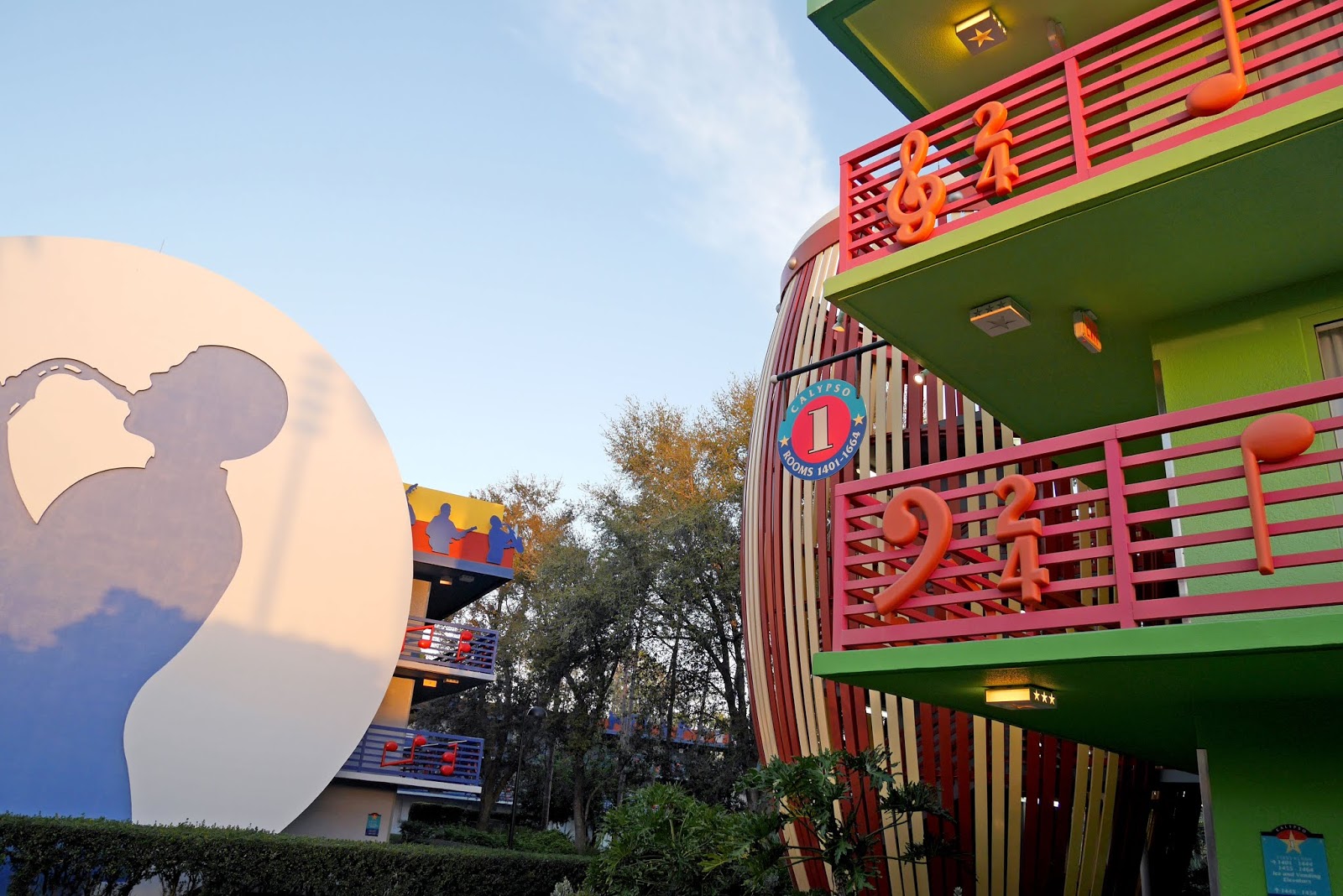 Jazz and Calypso buildings at Disney's All-Star Music resort