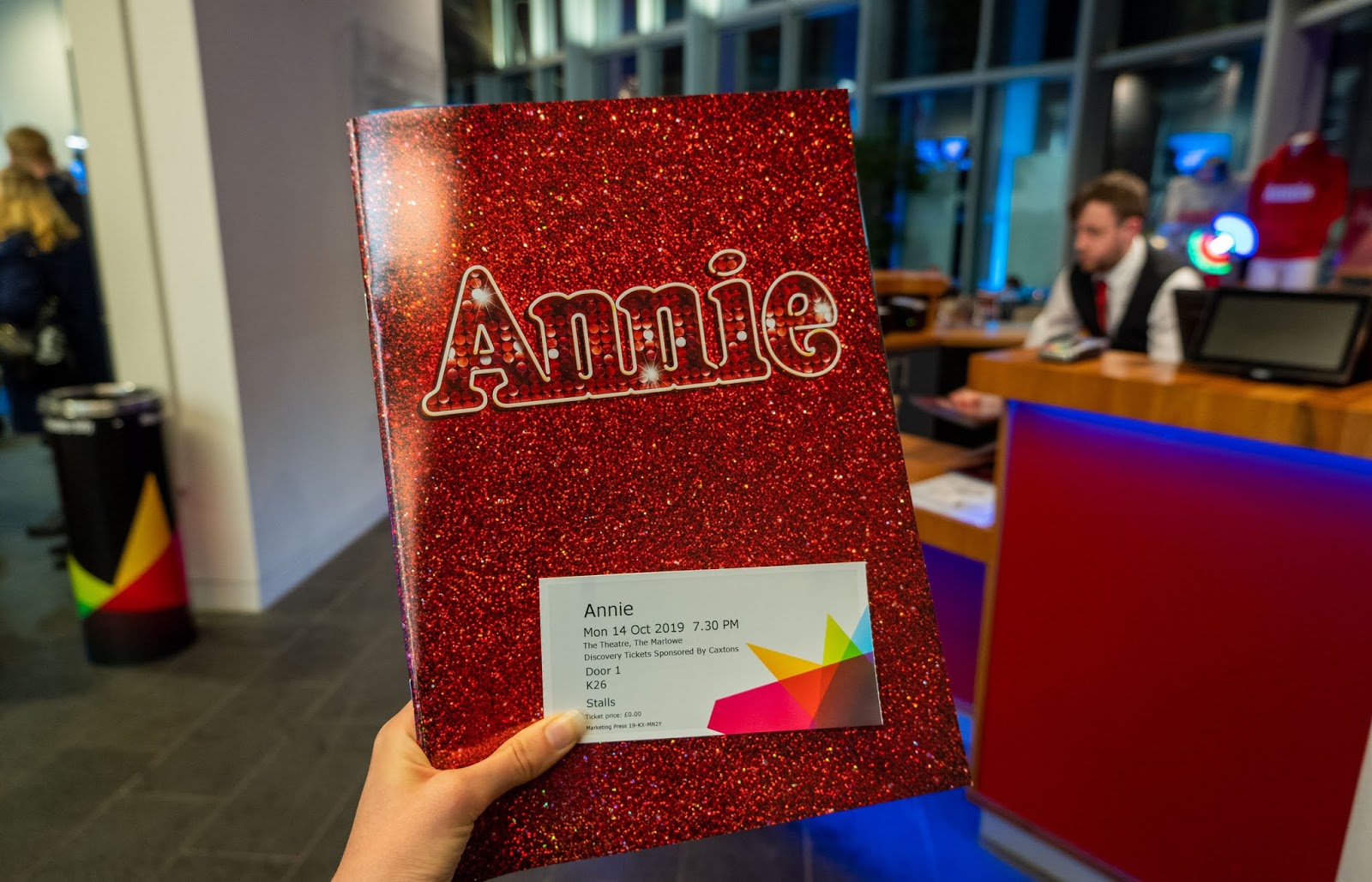 Annie the Musical programme in The Marlowe Theatre lobby