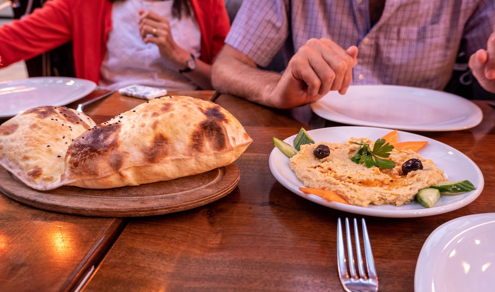 Bread and hummus for starter in Istanbul, Turkey