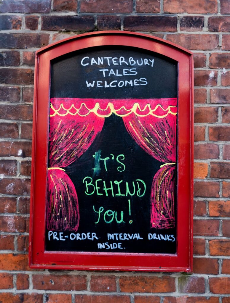 Pantomime poster outside the Canterbury Tales pub