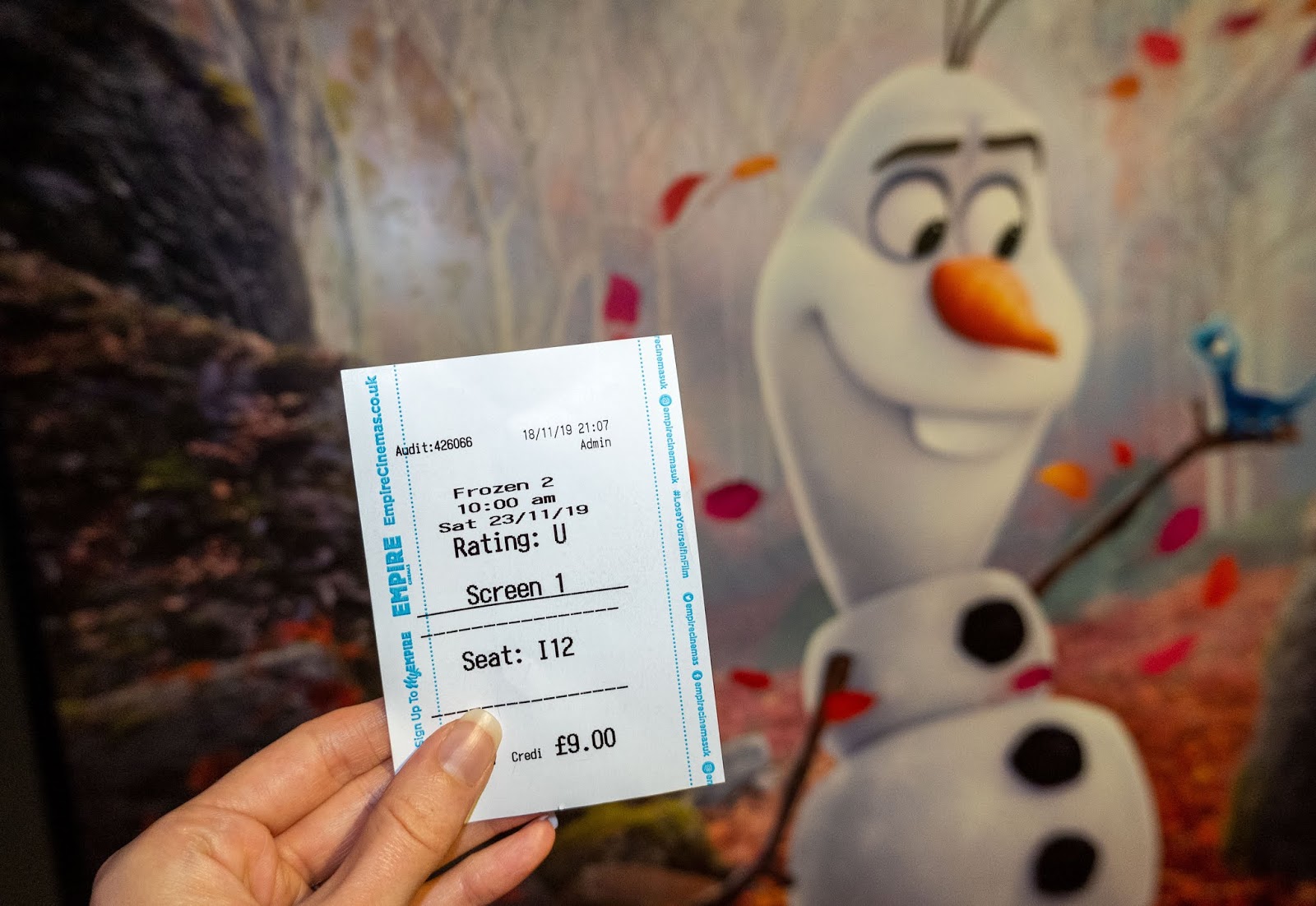 My Frozen 2 cinema ticket