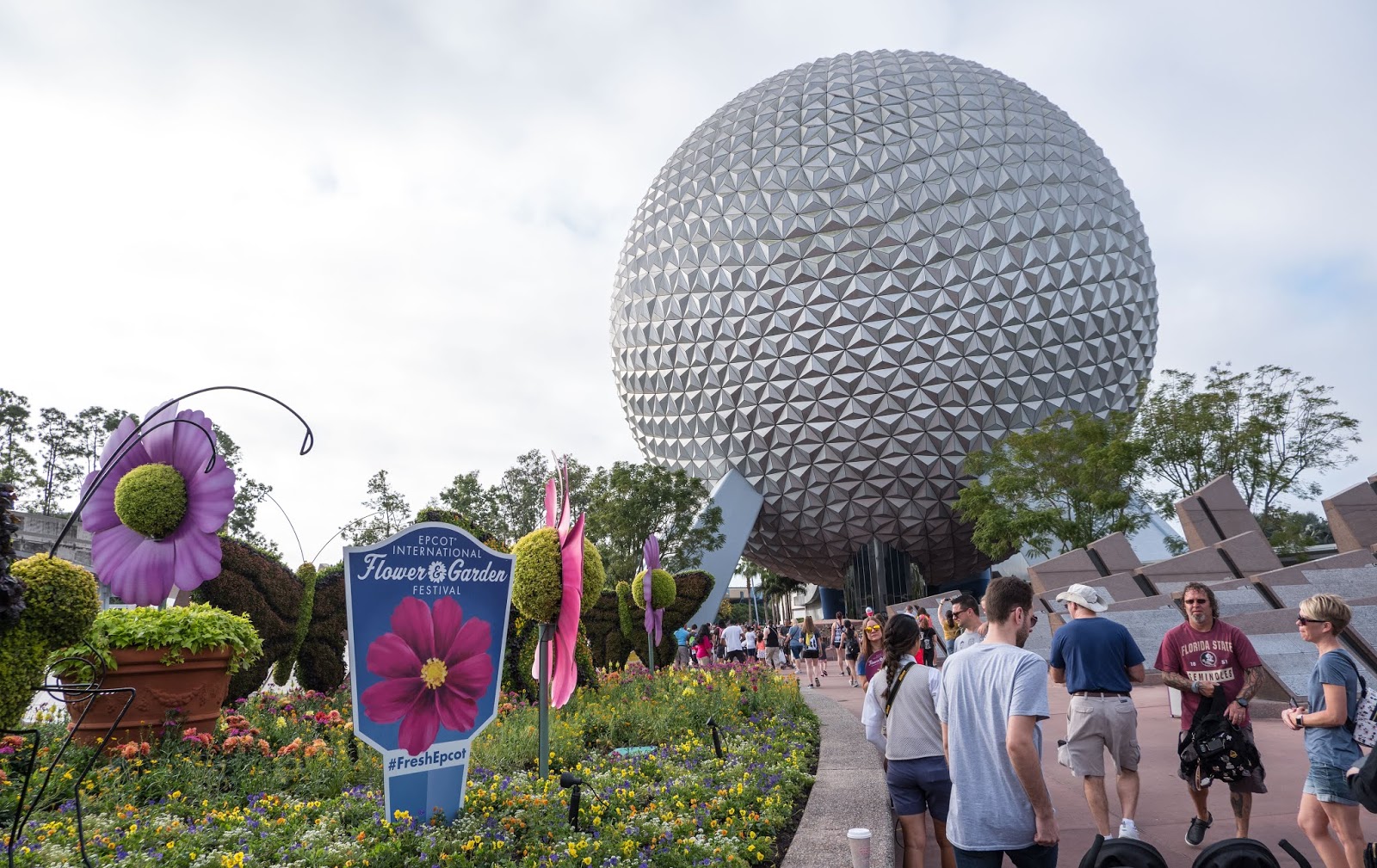 The entrance to Epcot during the 2019 Flower and Garden Festival, Walt Disney World