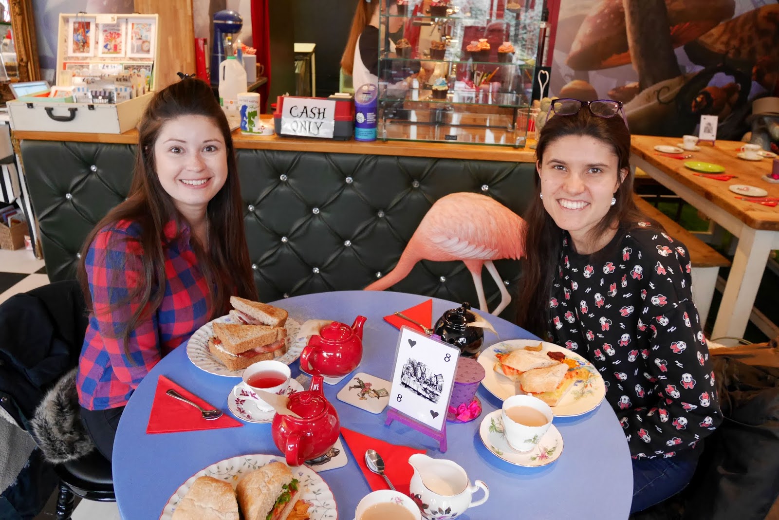 Sarah and Kat Last at the Alice and the Hatter tearoom in Herne Bay, Kent