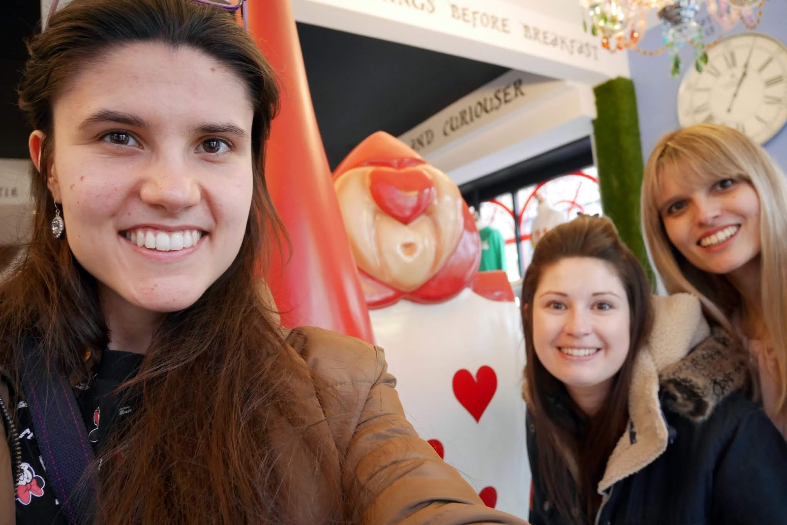 Kat Last, Sarah and Steph with the Alice and the Hatter tearoom props, Herne Bay