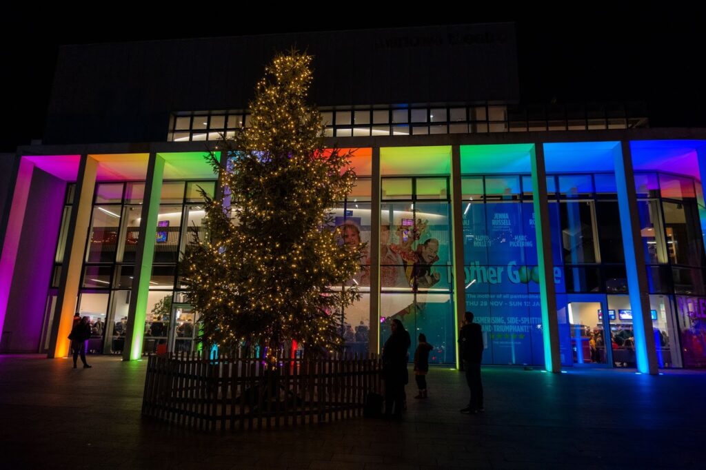 Christmas tree outside the Marlowe Theatre, Canterbury