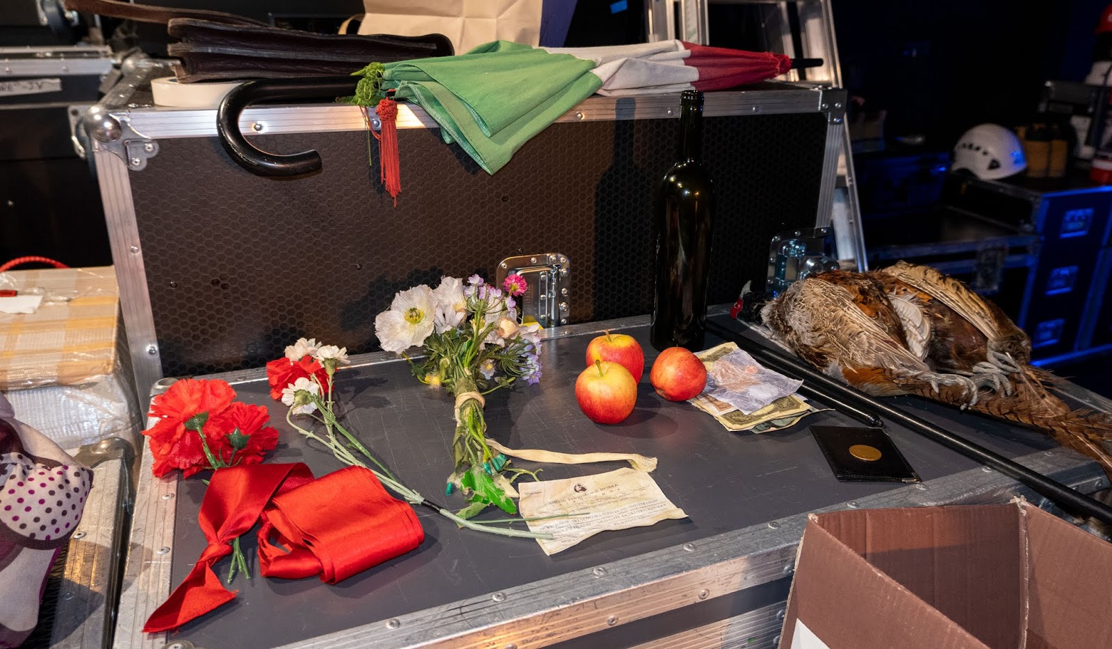 L'elisir d'amore props at the side of the Marlowe Theatre stage