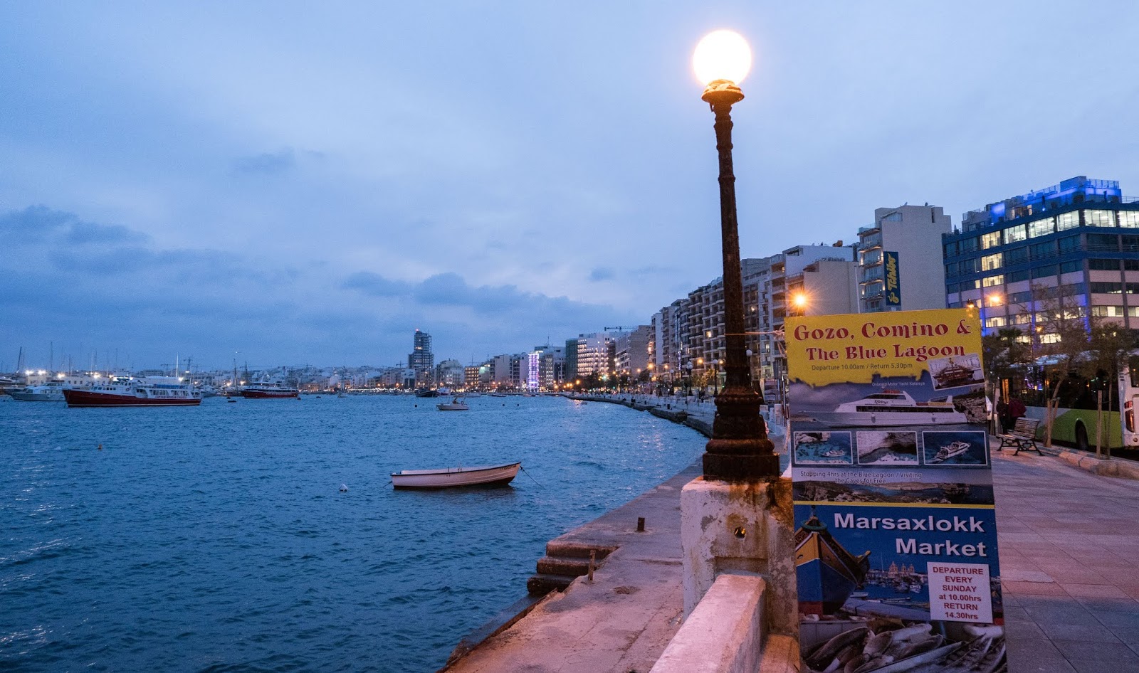 Sliema Harbour at night, Malta