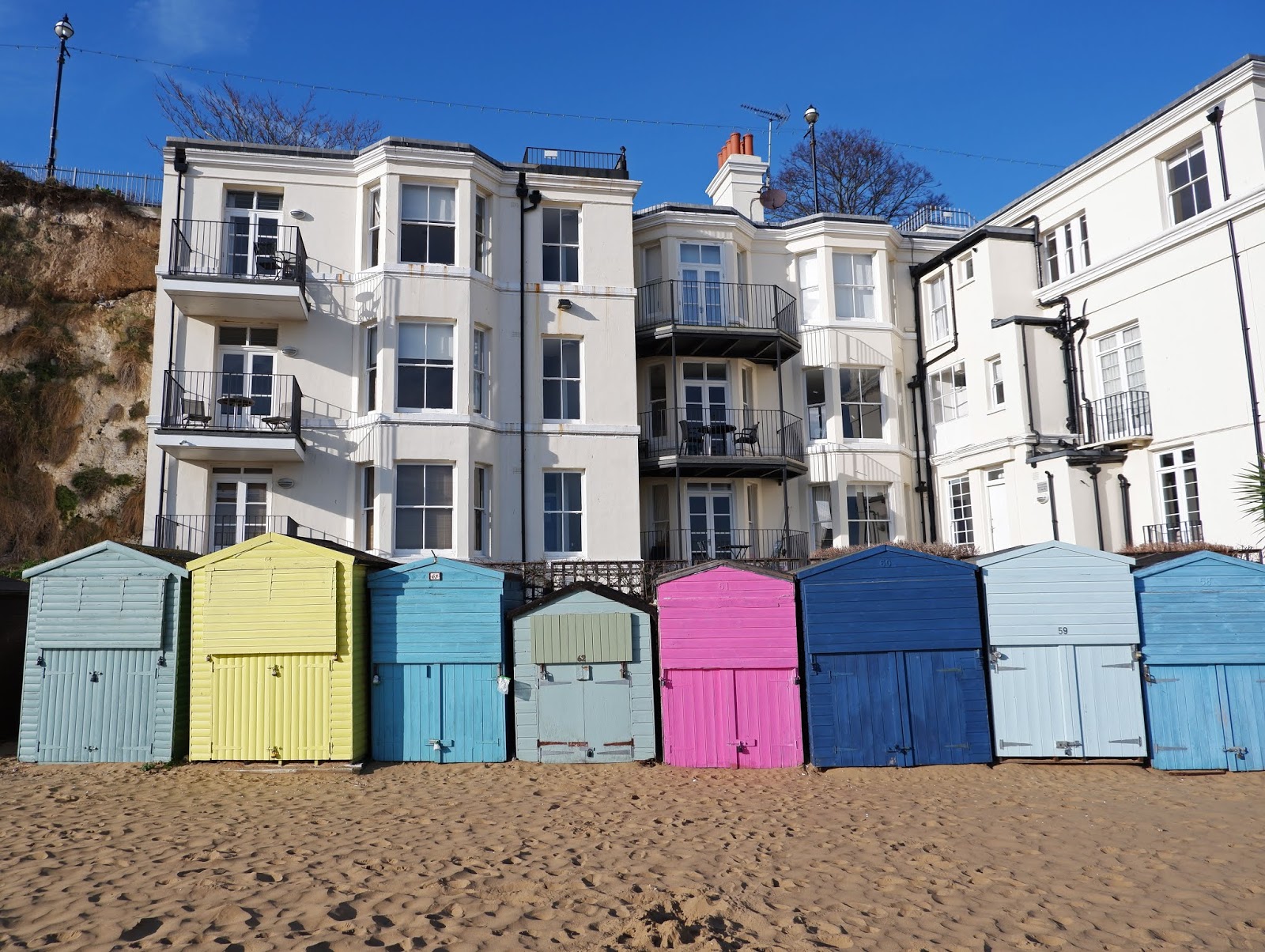 Beach huts on Broadstairs beach, Kent