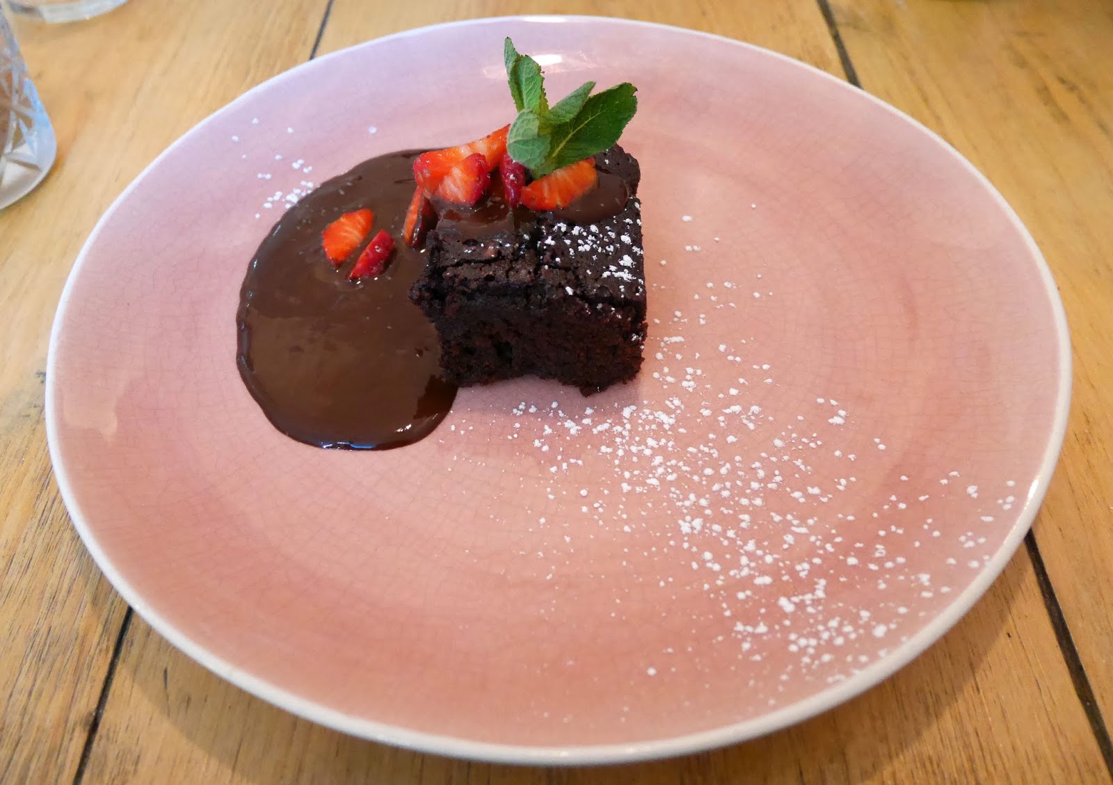 Chocolate brownie for dessert at The Skinny Kitchen in Canterbury, Kent