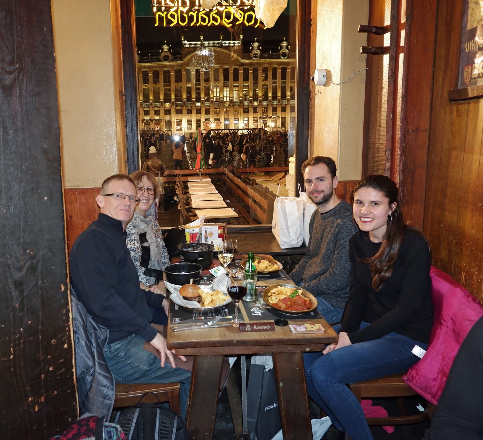 Eating dinner at Le Roy d'Espagne in the Grand Place, Brussels