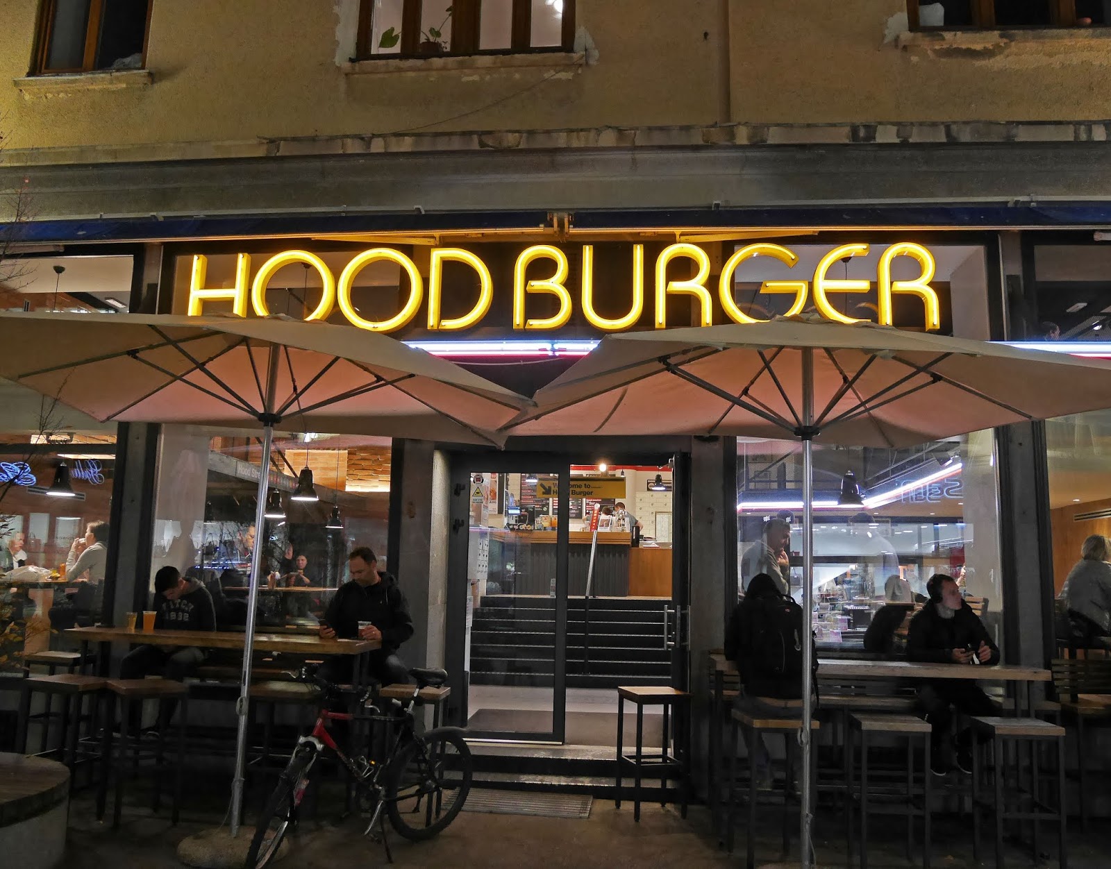 Exterior of Hood Burger in Ljubljana, Slovenia