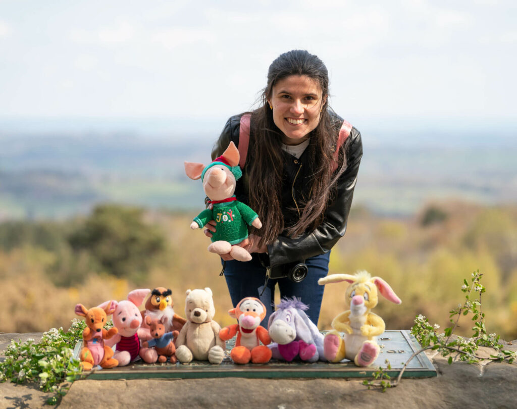 Kat Masterson at the A. A. Milne and E. H. Shepard memorial in Ashdown Forest