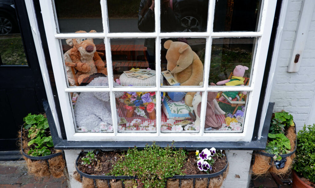 Window display at Pooh Corner Ltd, Hartfield