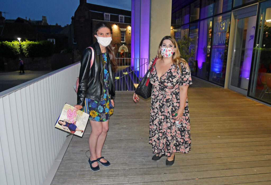 Kat Masterson meeting Jodie Prenger at The Marlowe Theatre stage door in Canterbury, Kent