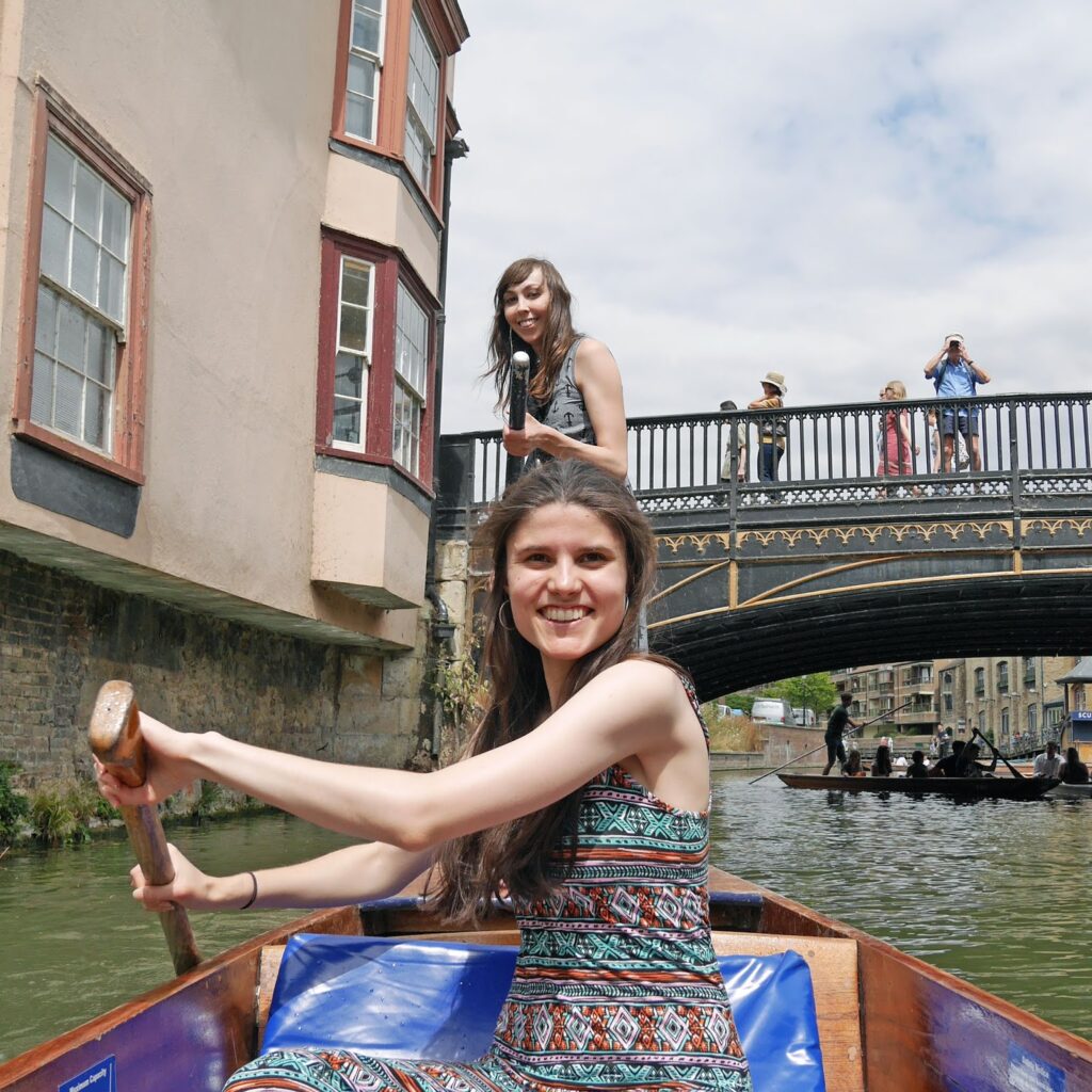 Kat and Kirsten punting on the River Cam