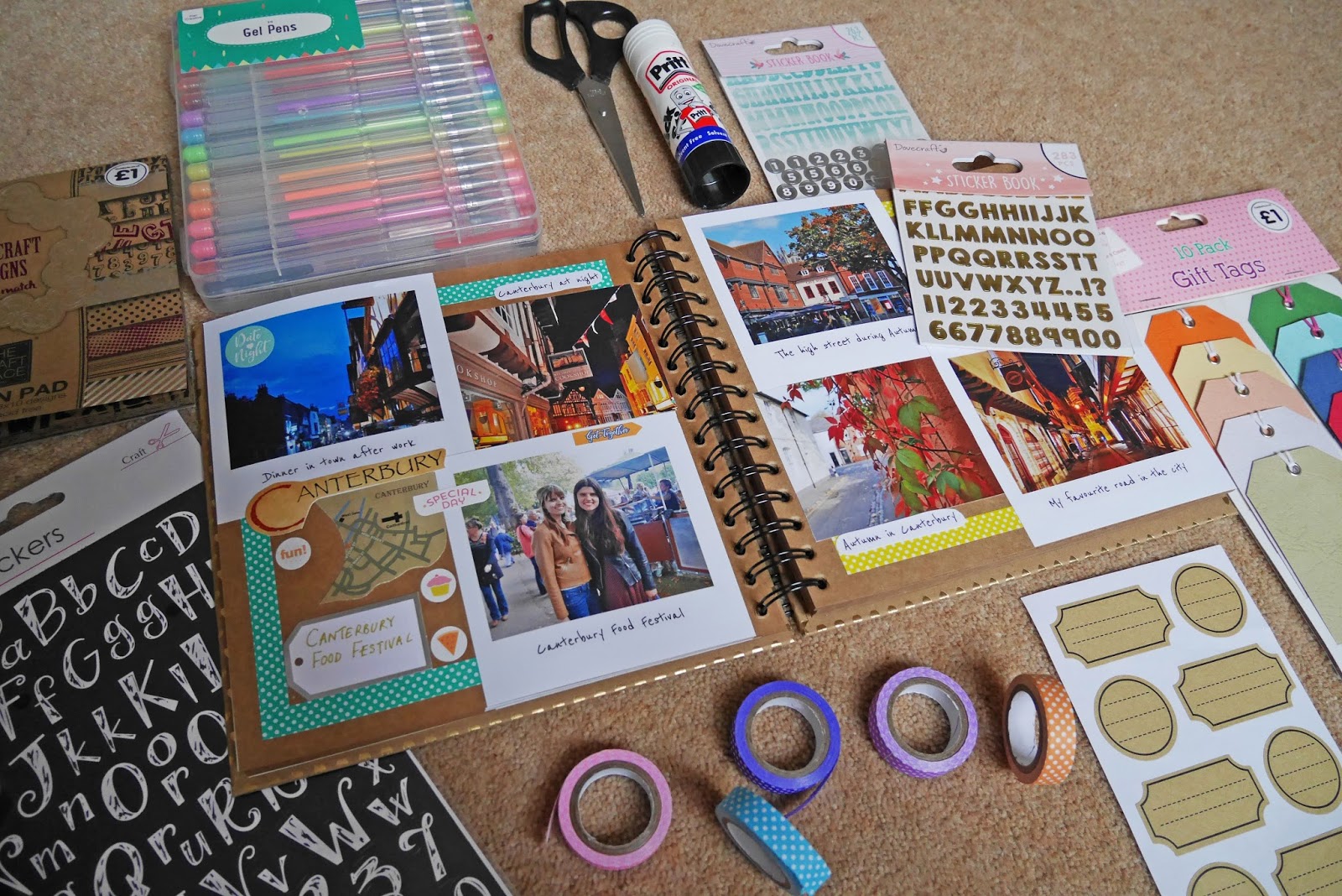 Scrapbooking starter kit for beginners - photos, gel pens, sticker books and more