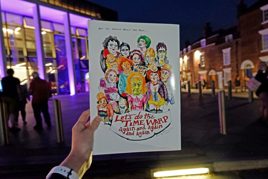 A Rocky Horror programme illustration outside The Marlowe Theatre, Canterbury