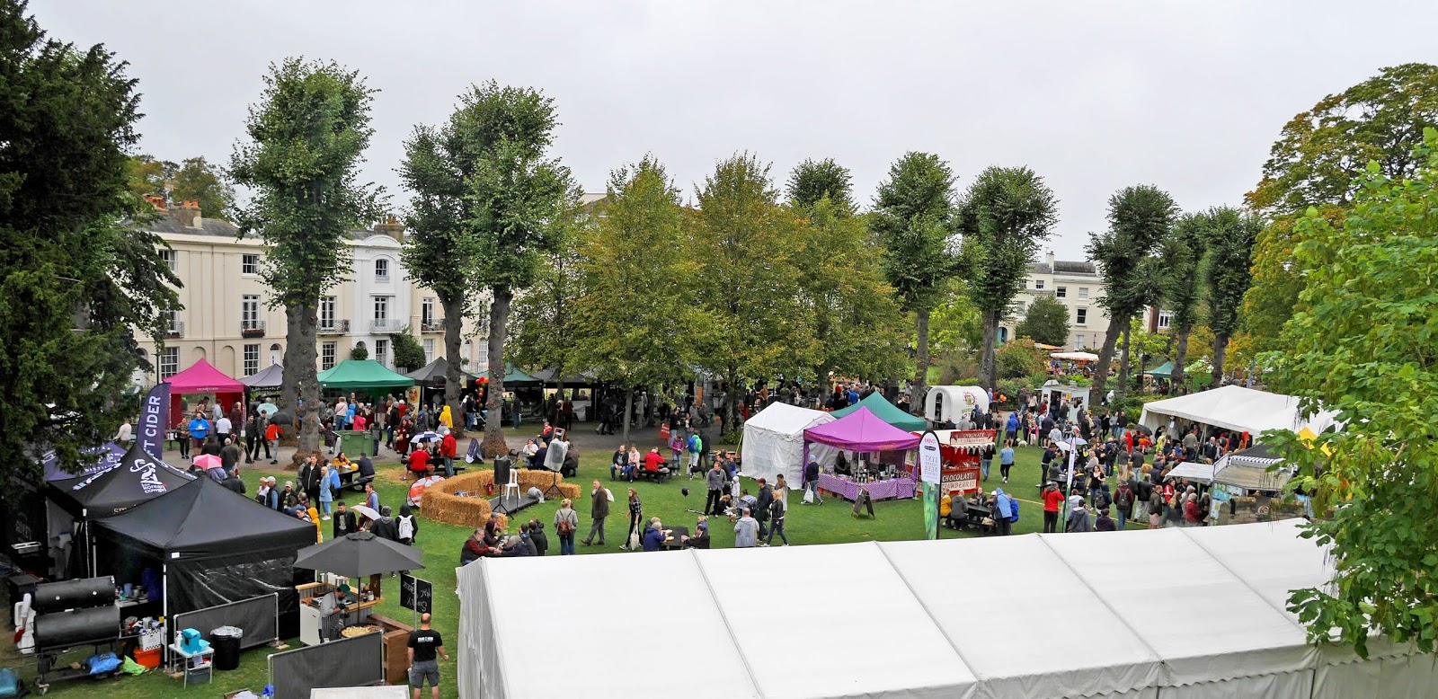 Looking down on the Canterbury Food Festival from the Mound in Dane John Gardens, Canterbury