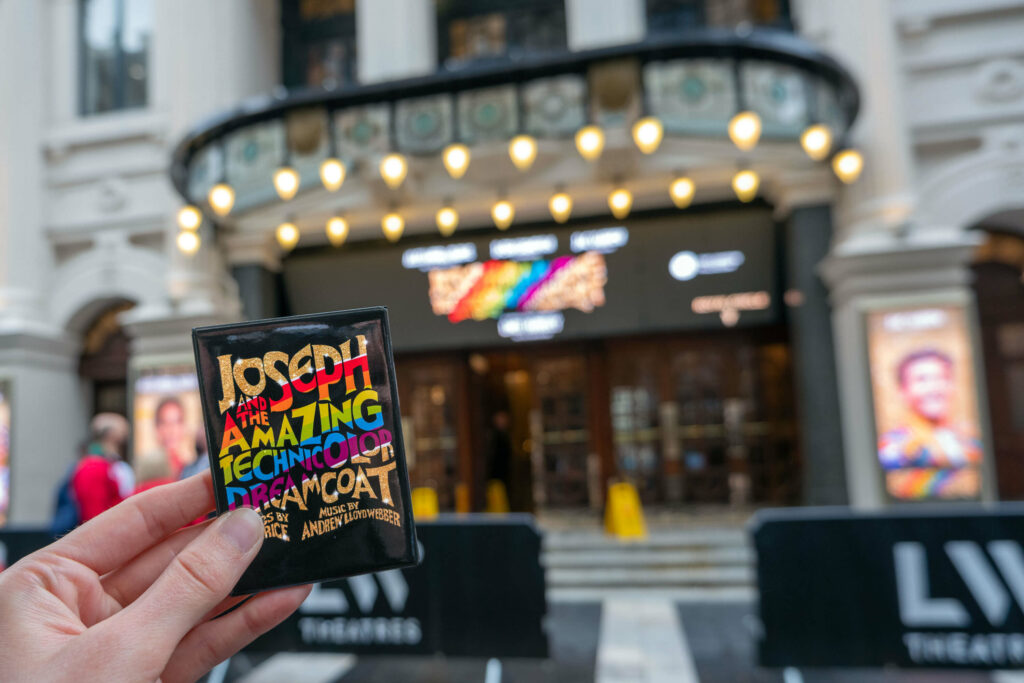 Holding my Joseph magnet outside The London Palladium