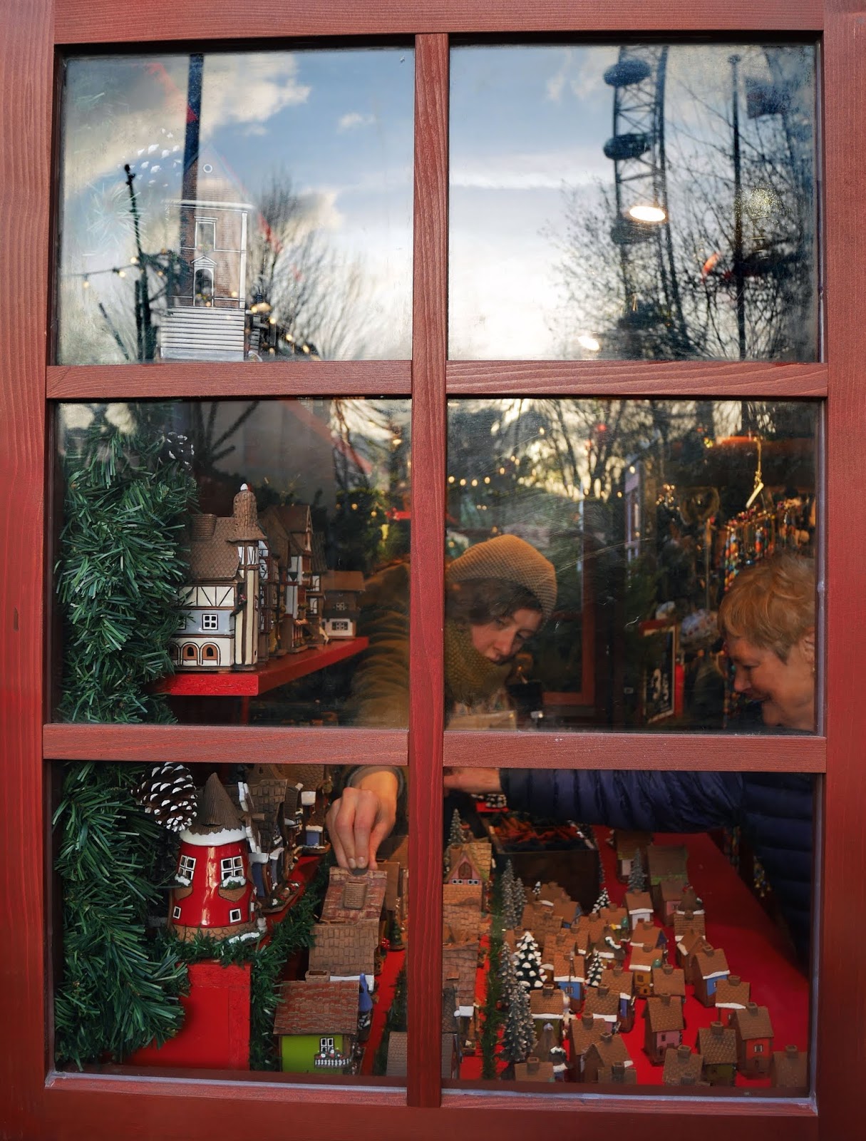 A market stall window at the Southbank Christmas Market in London