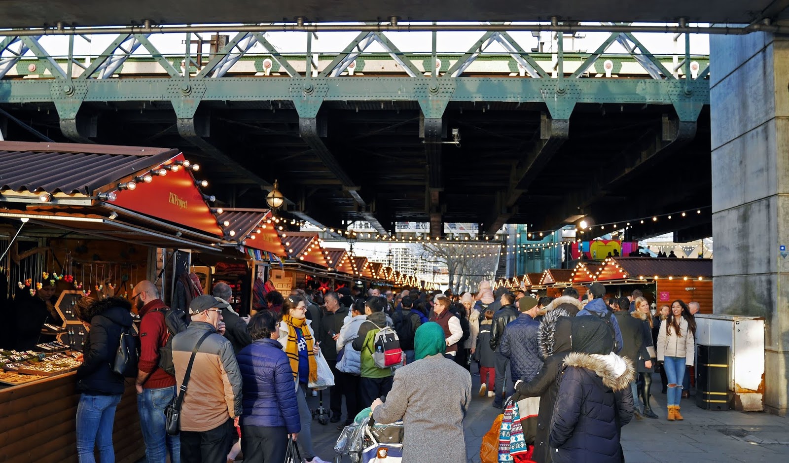 Stalls at the Southbank Centre Winter Market, London