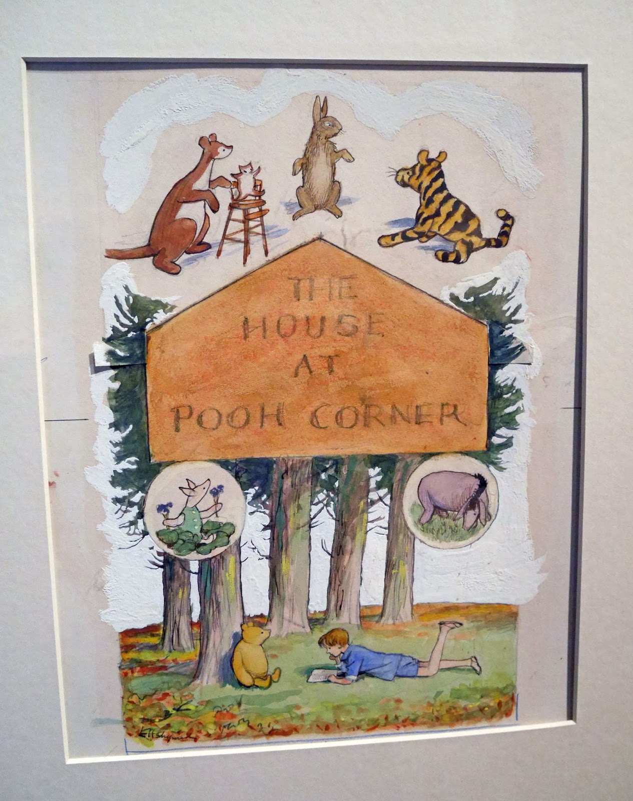 'The House at Pooh Corner' artwork at the Winnie the Pooh: Exploring a Classic exhibition, London