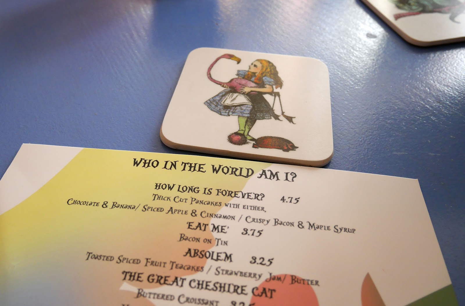 Alice and the Hatter's Wonderland themed menu