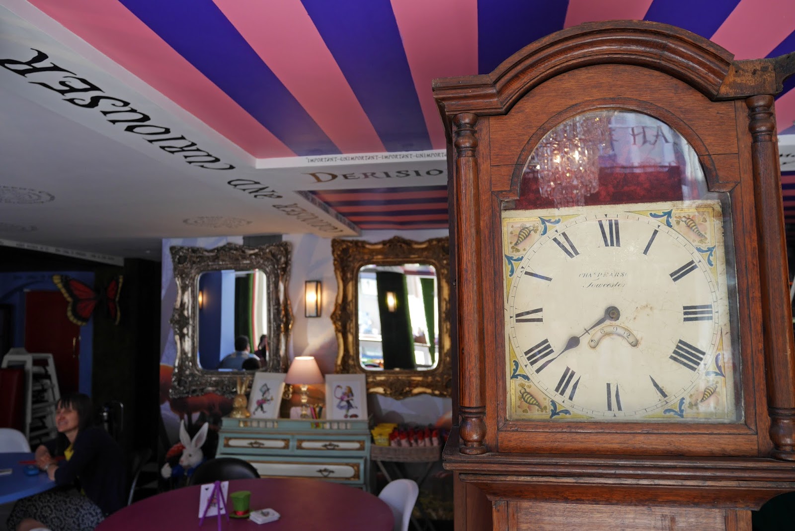 Wonderland decor at Alice and the Hatter in Canterbury, Kent