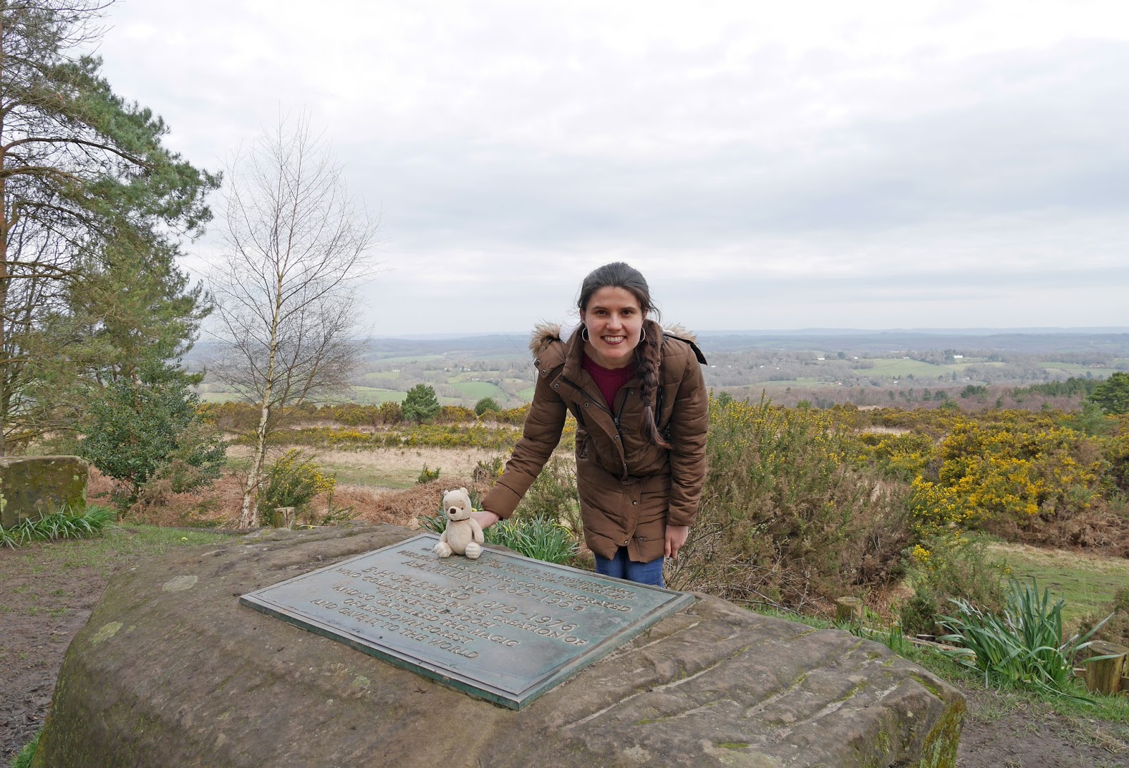 Kat Last at the A. A. Milne and E. H. Shepard Memorial in Ashdown Forest, East Sussex