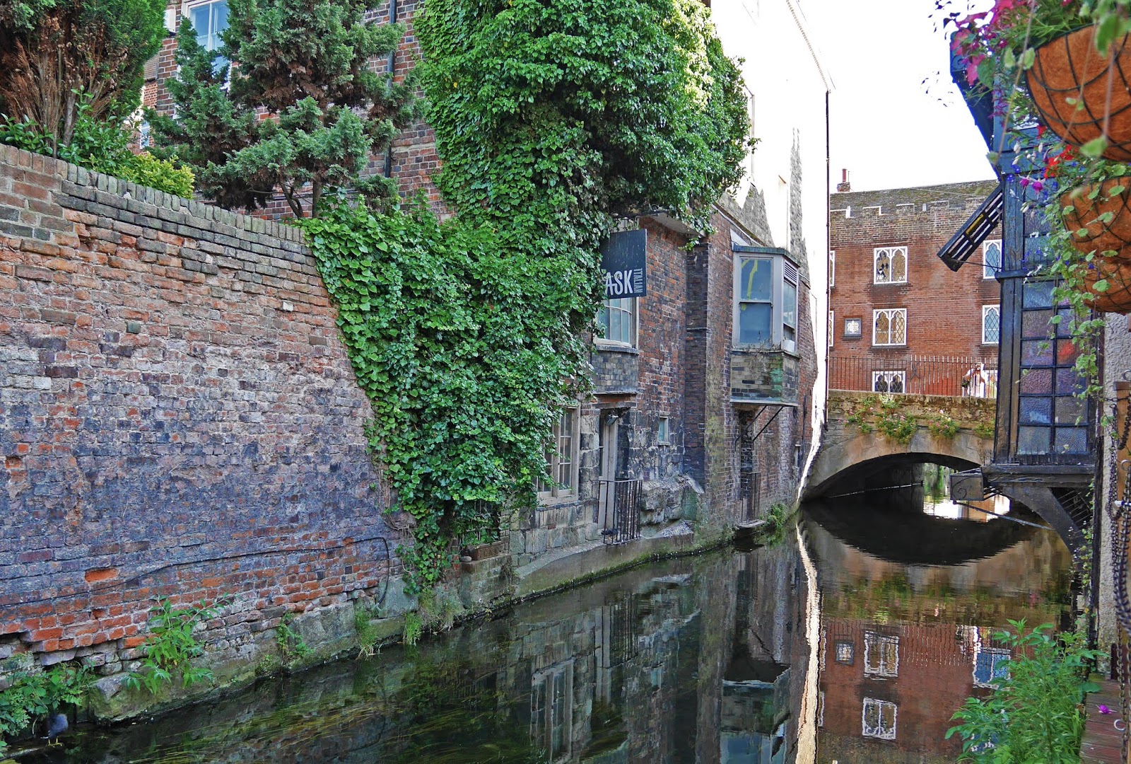 The view from the outdoor seating area at The Old Weavers Restaurant, Canterbury