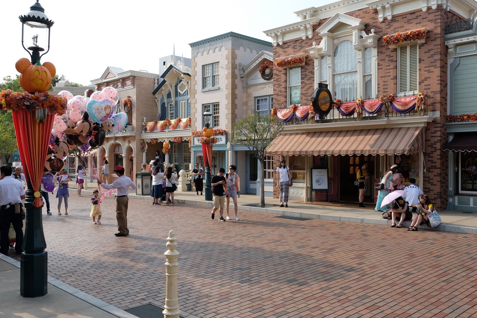 Halloween decorations on Main Street USA at Hong Kong Disneyland