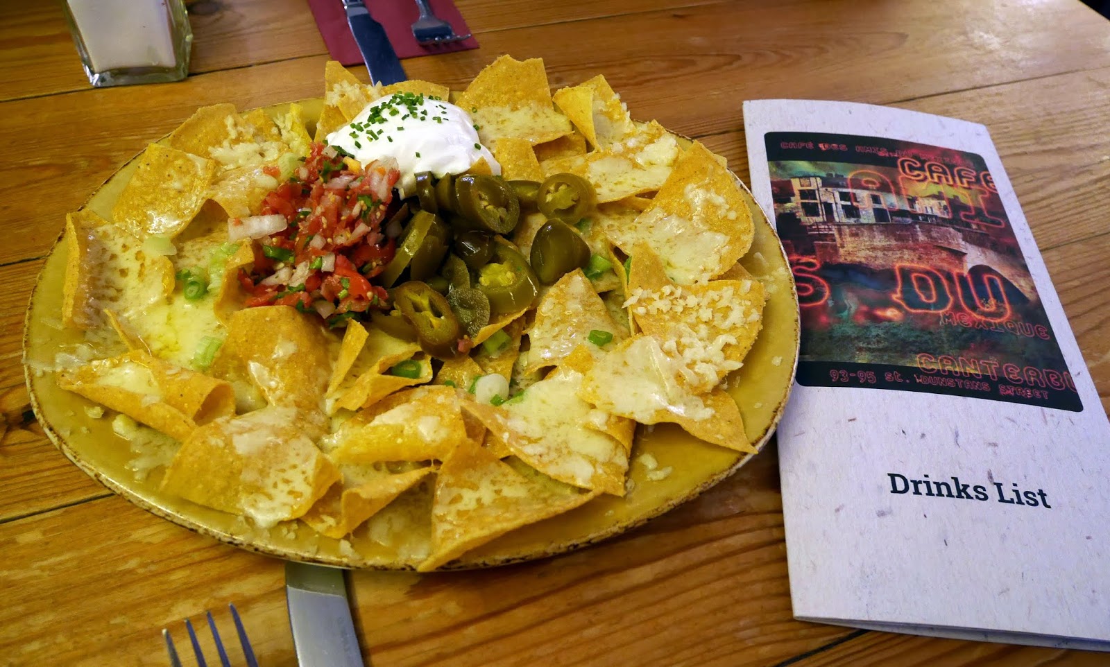 Nachos for starter at Cafe des Amis, Canterbury