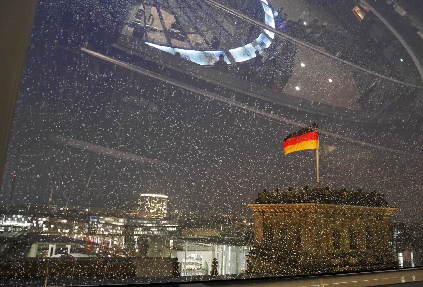Rain on the windows of the Reichstag Dome, Berlin