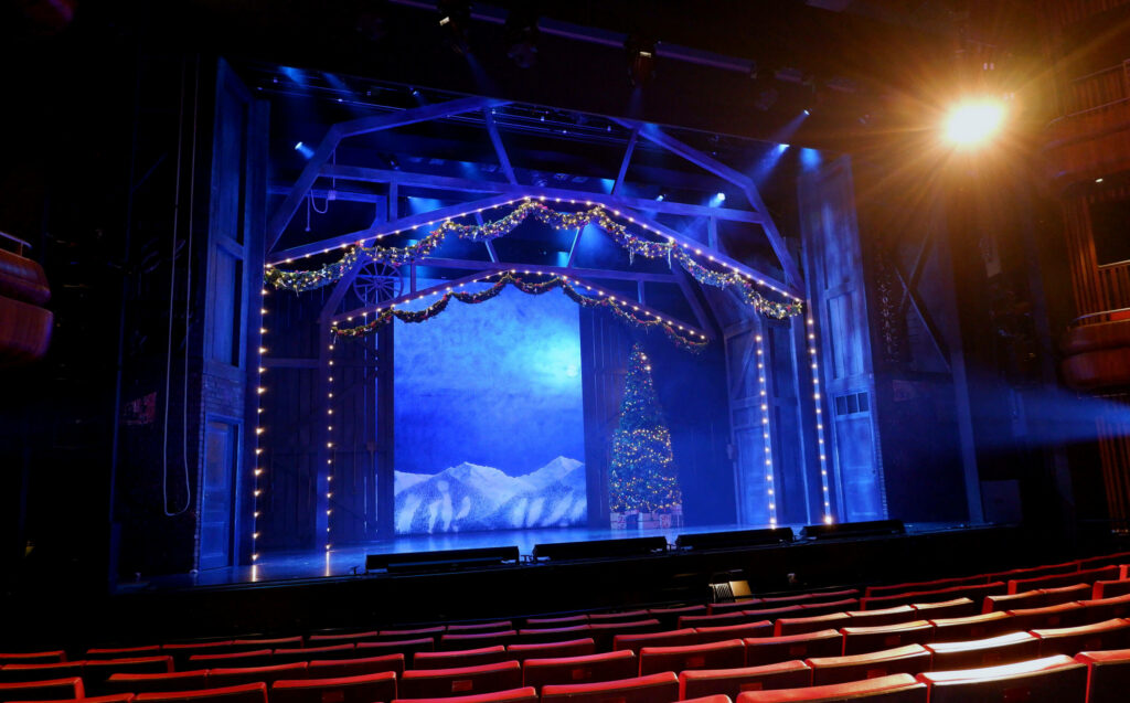 The stage for White Christmas at The Marlowe Theatre, Canterbury