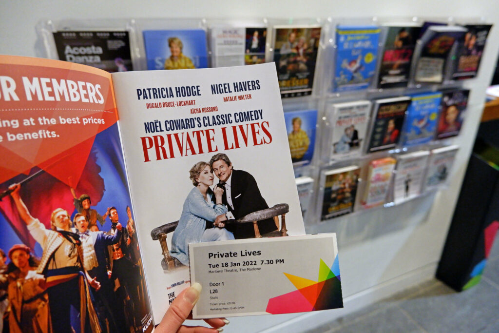 Private Lives programme in front of Marlowe Theatre leaflets