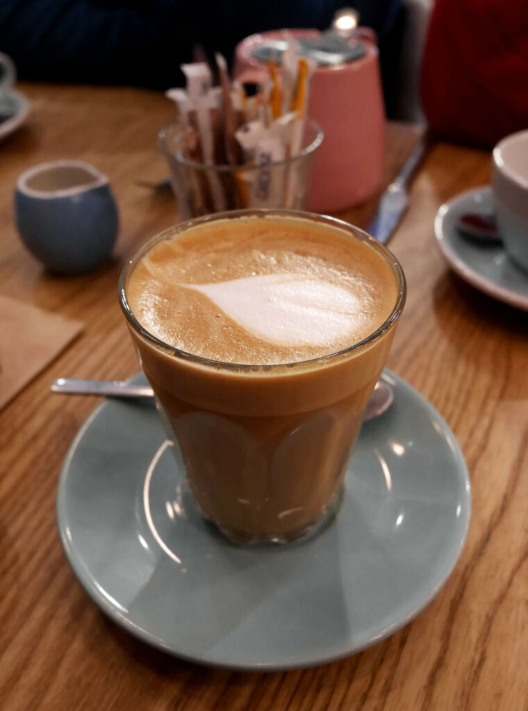 Decaf latte at Lost Sheep Coffee & Kitchen in Canterbury