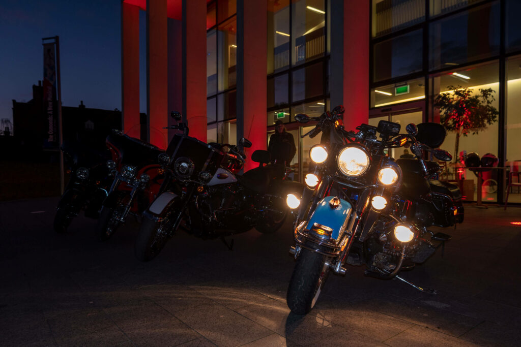 Motorbikes outside Bat Out Of Hell at The Marlowe Theatre, Canterbury