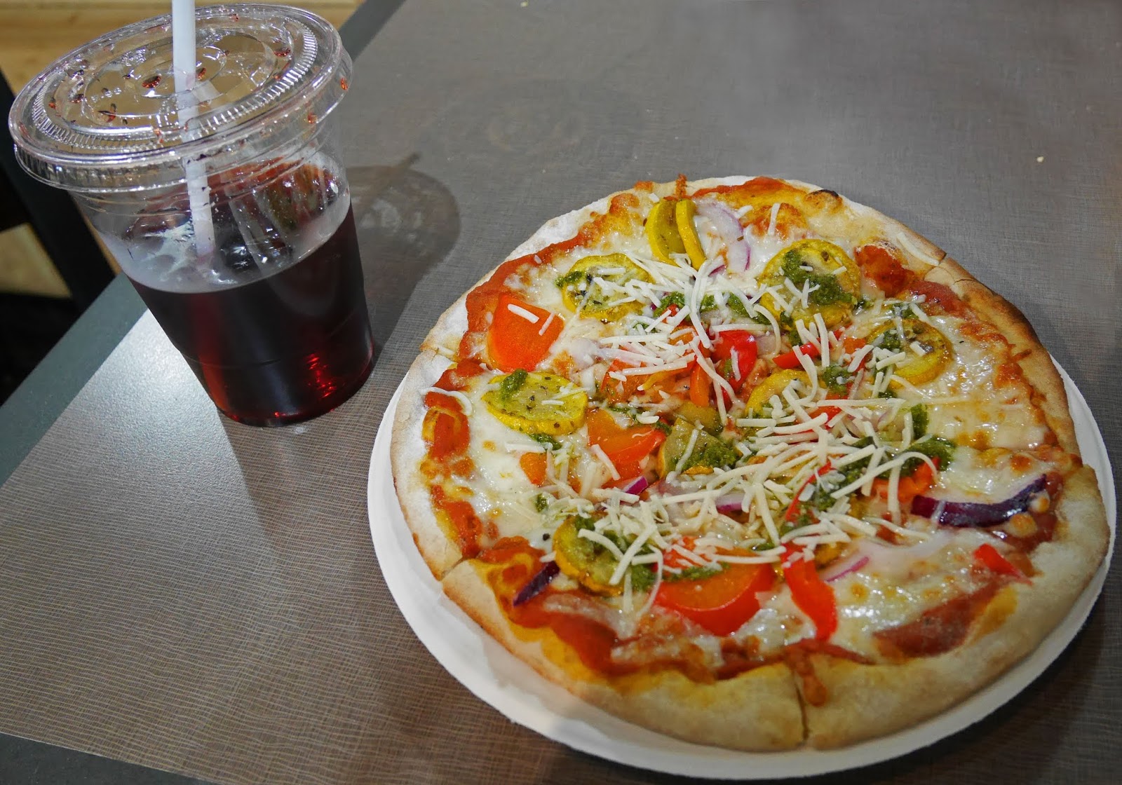 Rocky Mountain Flatbread Company pizza in Banff town, Alberta