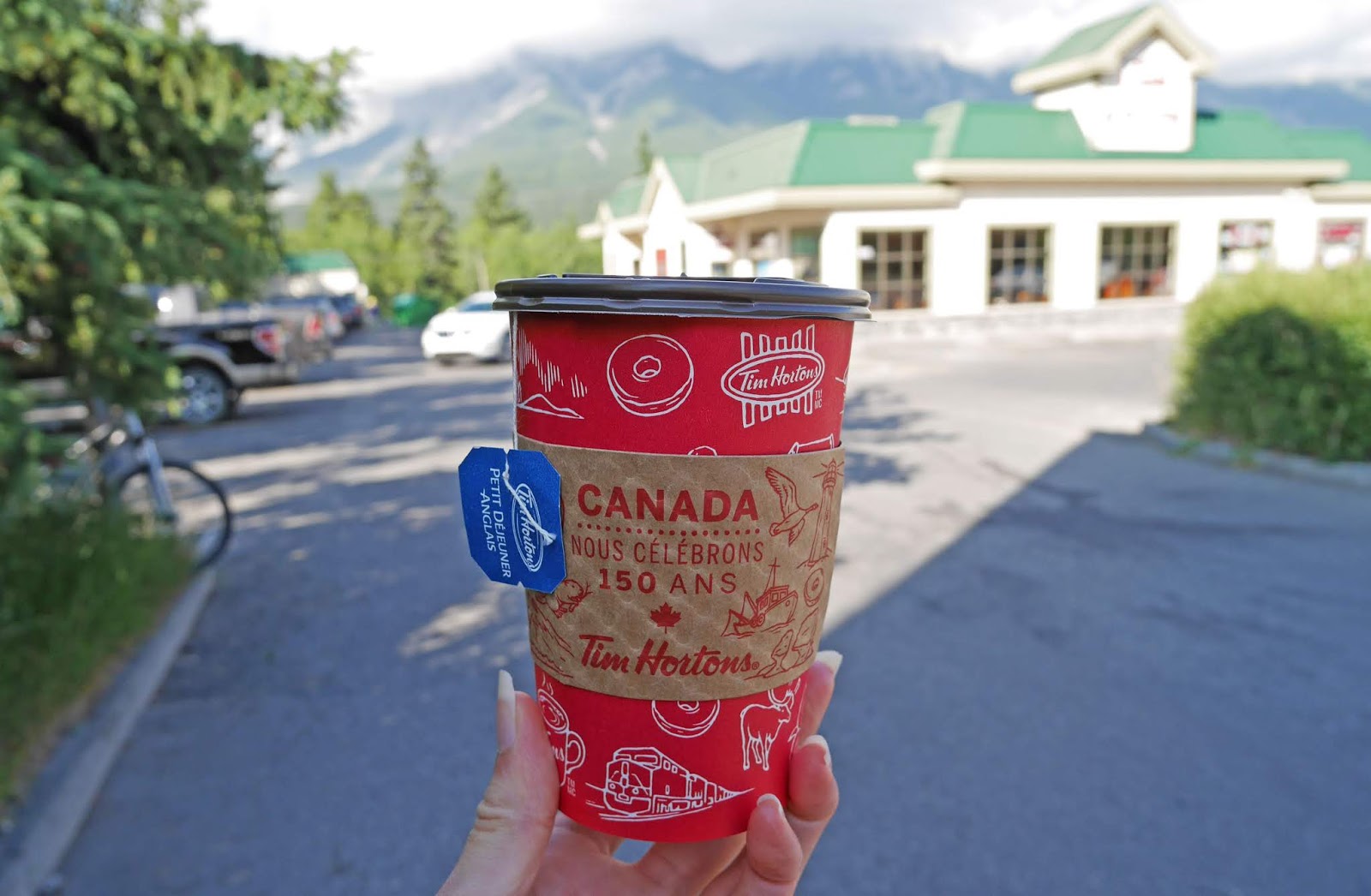 A cup of tea at Tim Horton’s in Banff National Park, Alberta