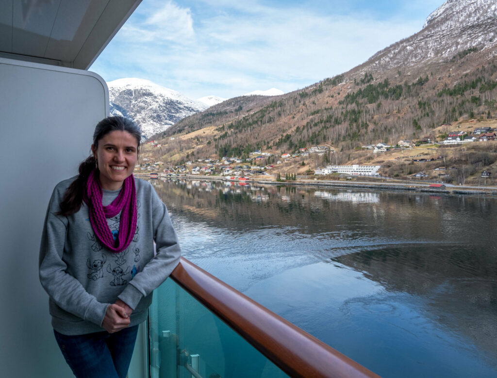 Kat Masterson on an Iona ship balcony