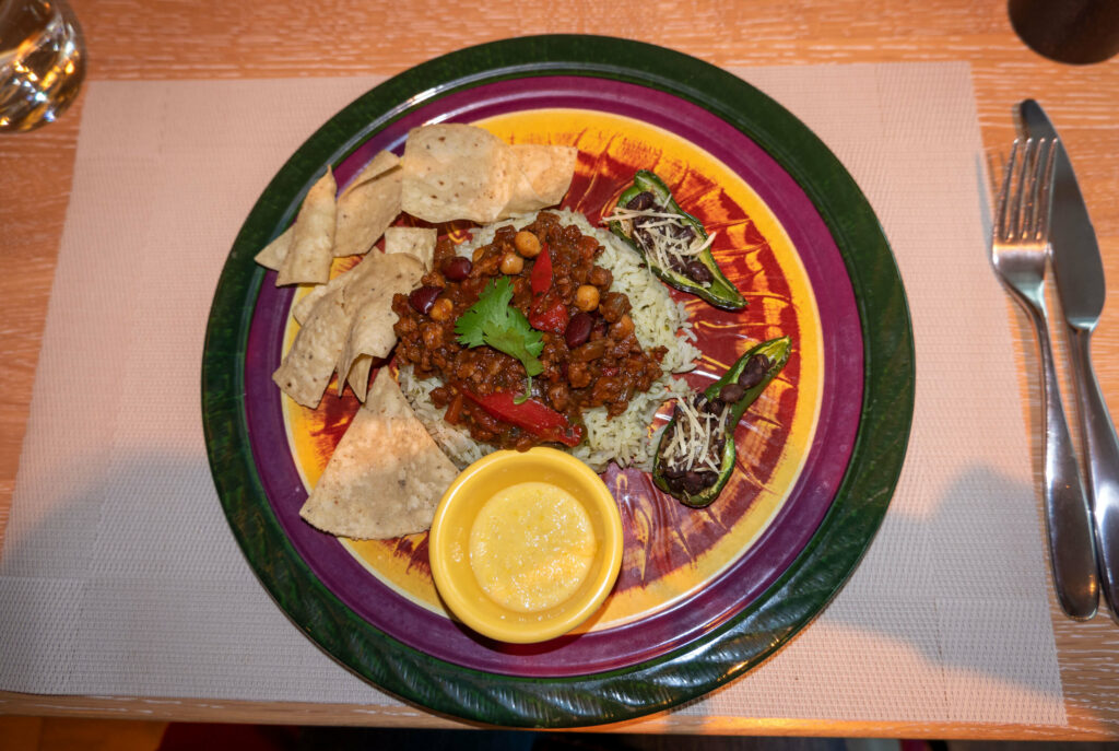 Vegetarian chilli at The Beach House restaurant on Iona