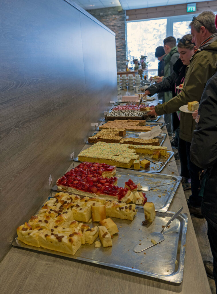 Cake buffet at the Briksdal Glacier visitor centre, Norway