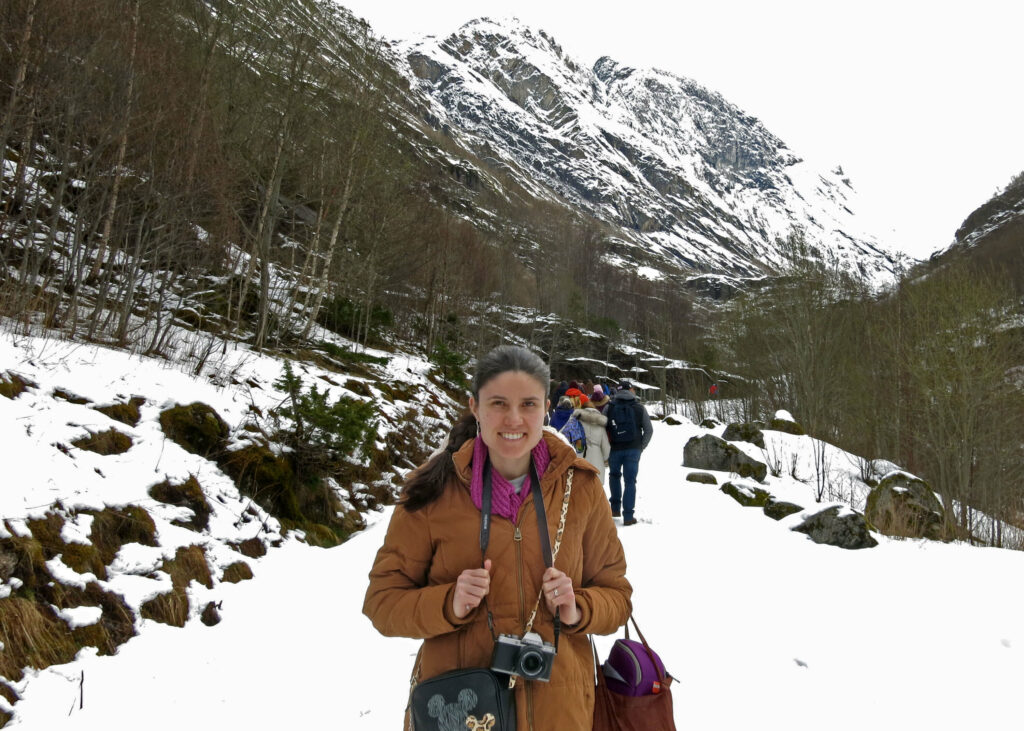 Kat Masterson walking to the Briksdal Glacier in Norway