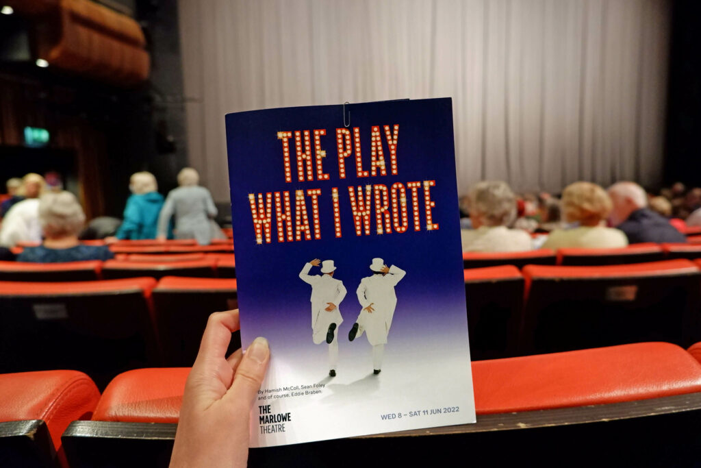 The Play What I Wrote programme inside The Marlowe Theatre auditorium, Canterbury