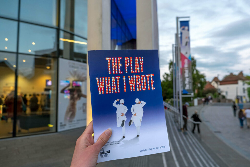 The Play What I Wrote programme outside The Marlowe Theatre, Canterbury