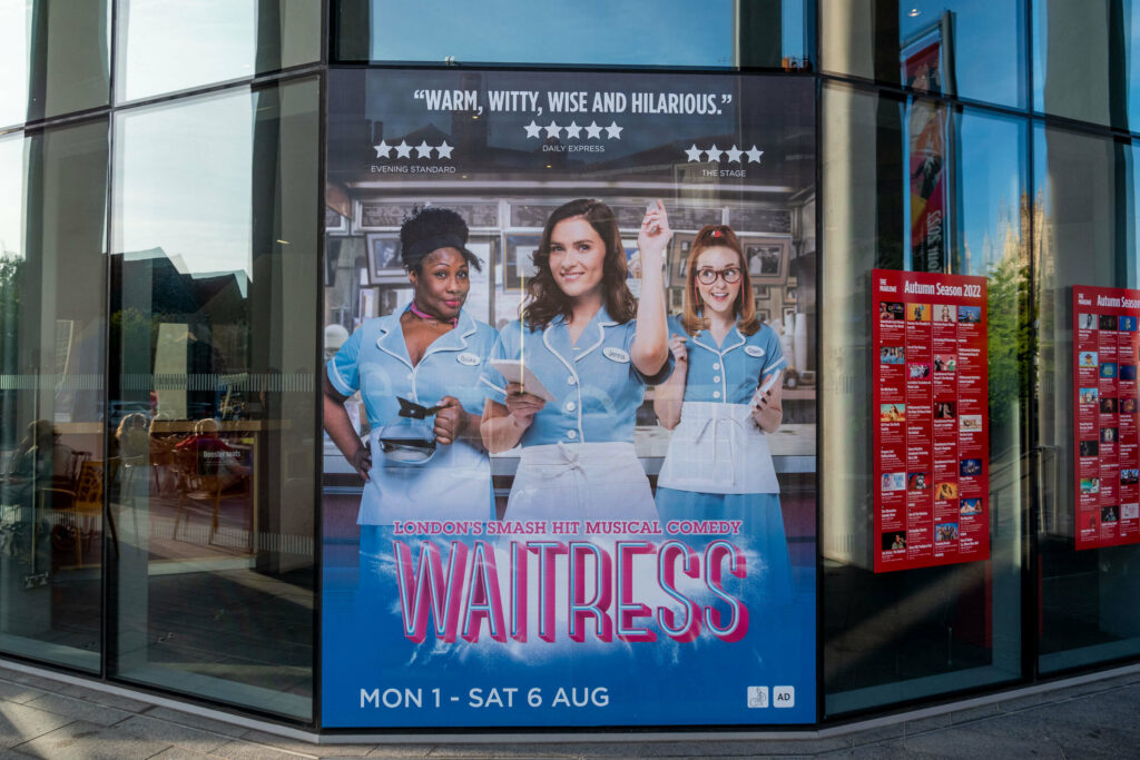 Waitress poster outside The Marlowe Theatre, Canterbury