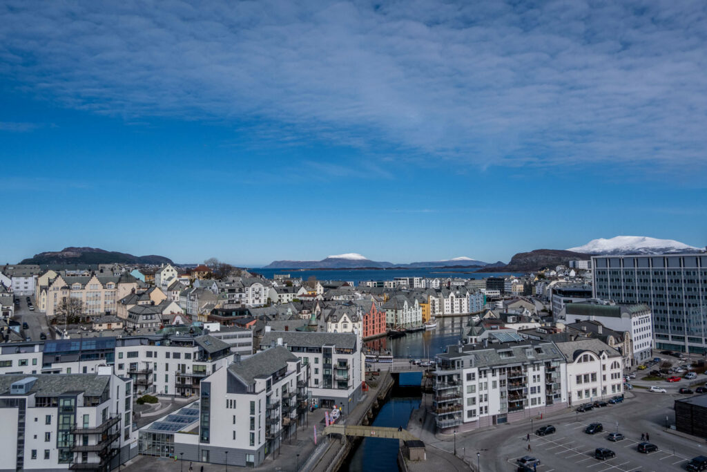 Alesund cityscape from taken from Iona's Sky Deck